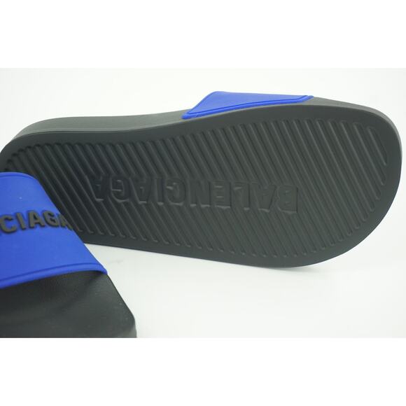New Balenciaga Pool Flat Slide Sandal SZ 36 C Blue $445 Logo Flip Flop Rubber - Picture 5 of 11